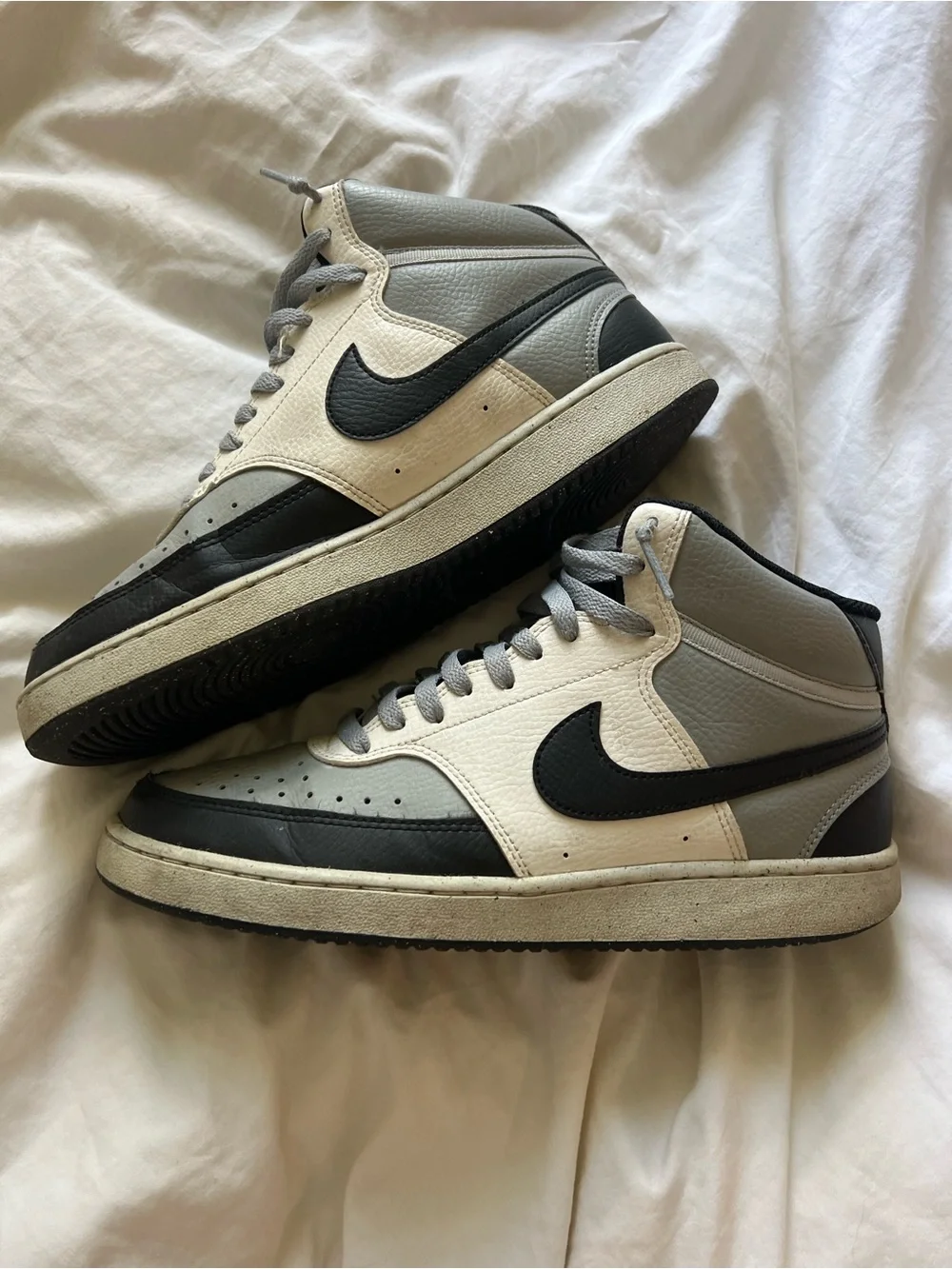 Nike Court Vision Men's Mid-Top Sneakers in Gray/Black/White